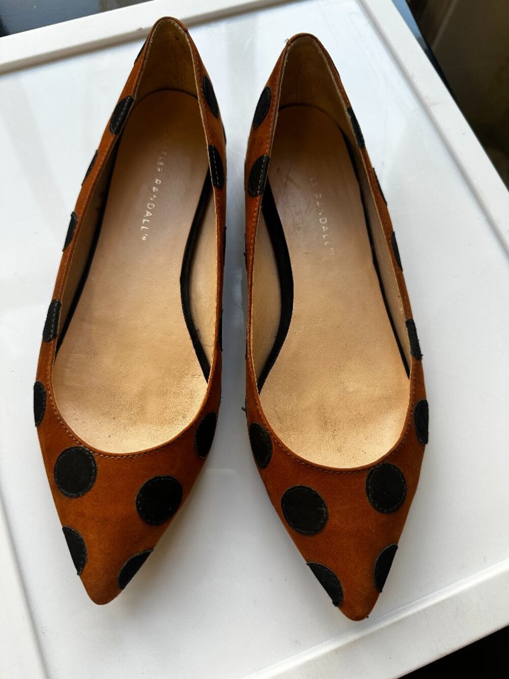 Marc Fisher Women’s Brown Polka Dot Pointed Toe Flats